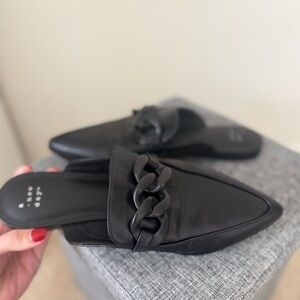 🖤 A New Day Black Chain Pointed-Toe Mules (Size 8.5)